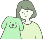 犬と女性のイラスト