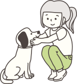 ワンちゃんと女性のイラスト