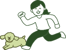 ワンちゃんと女性のイラスト